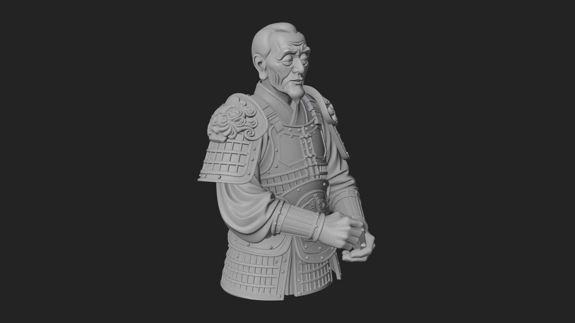 Armored Craftsman Bust Statue Design 3 3D Print Model 3D Model