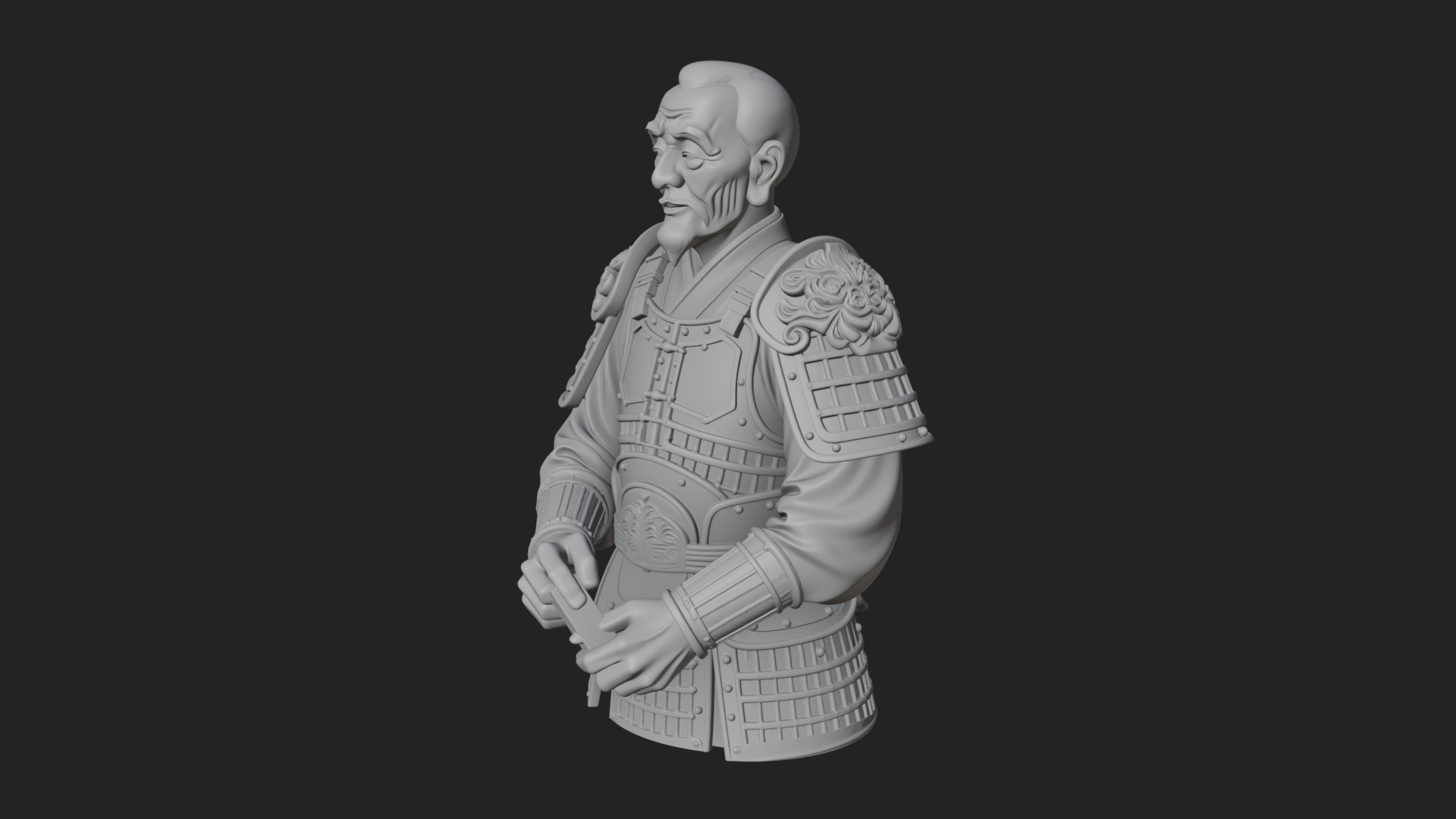 Armored Craftsman Bust Statue Design 3 3D Print Model 3D Model