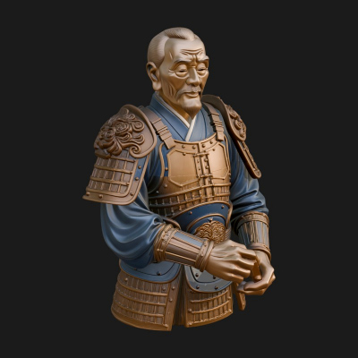 Armored Craftsman Bust Statue Design 3 3D Print Model
