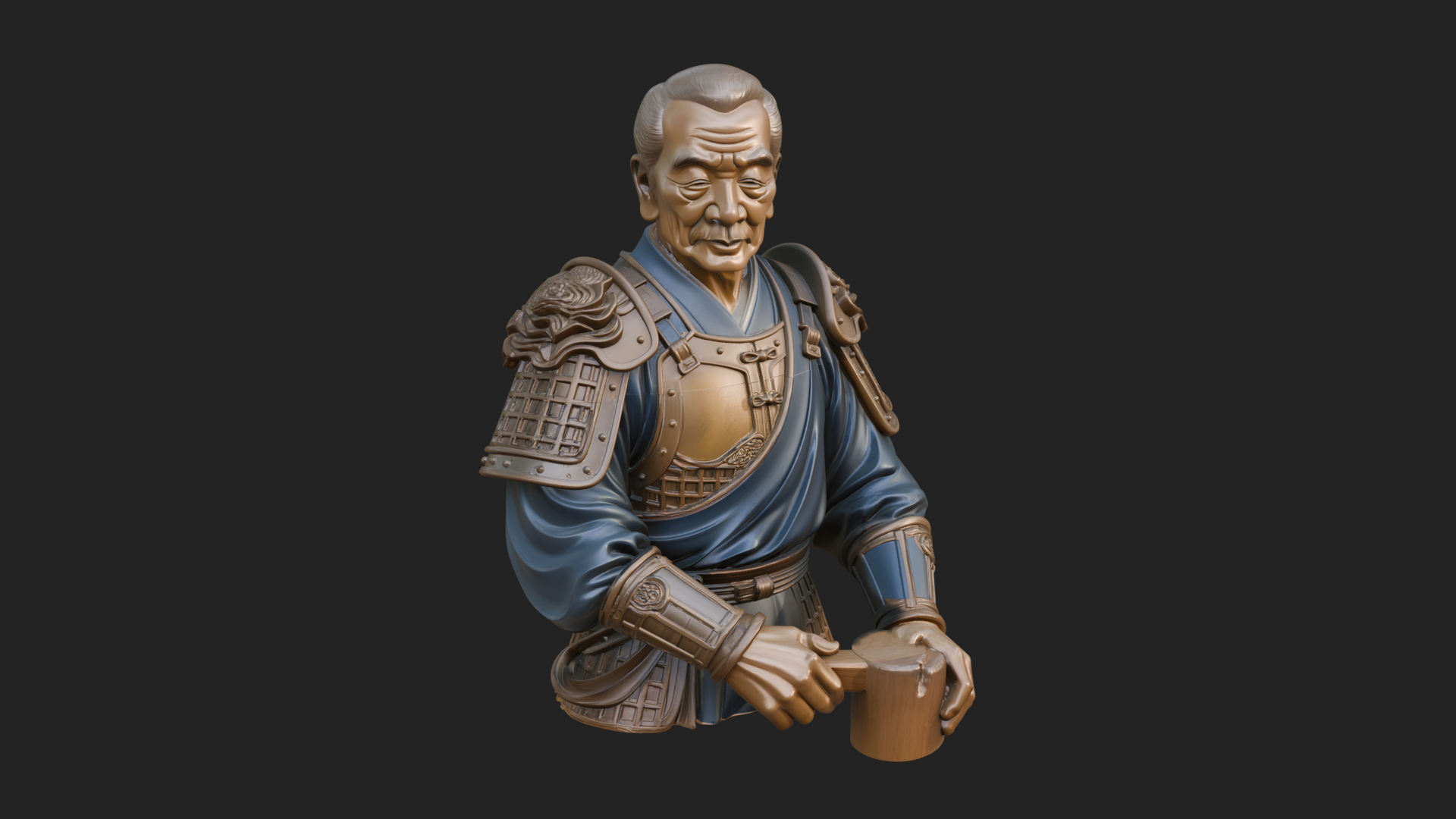 Armored Craftsman Bust Statue Design 4 3D Print Model 3D Model