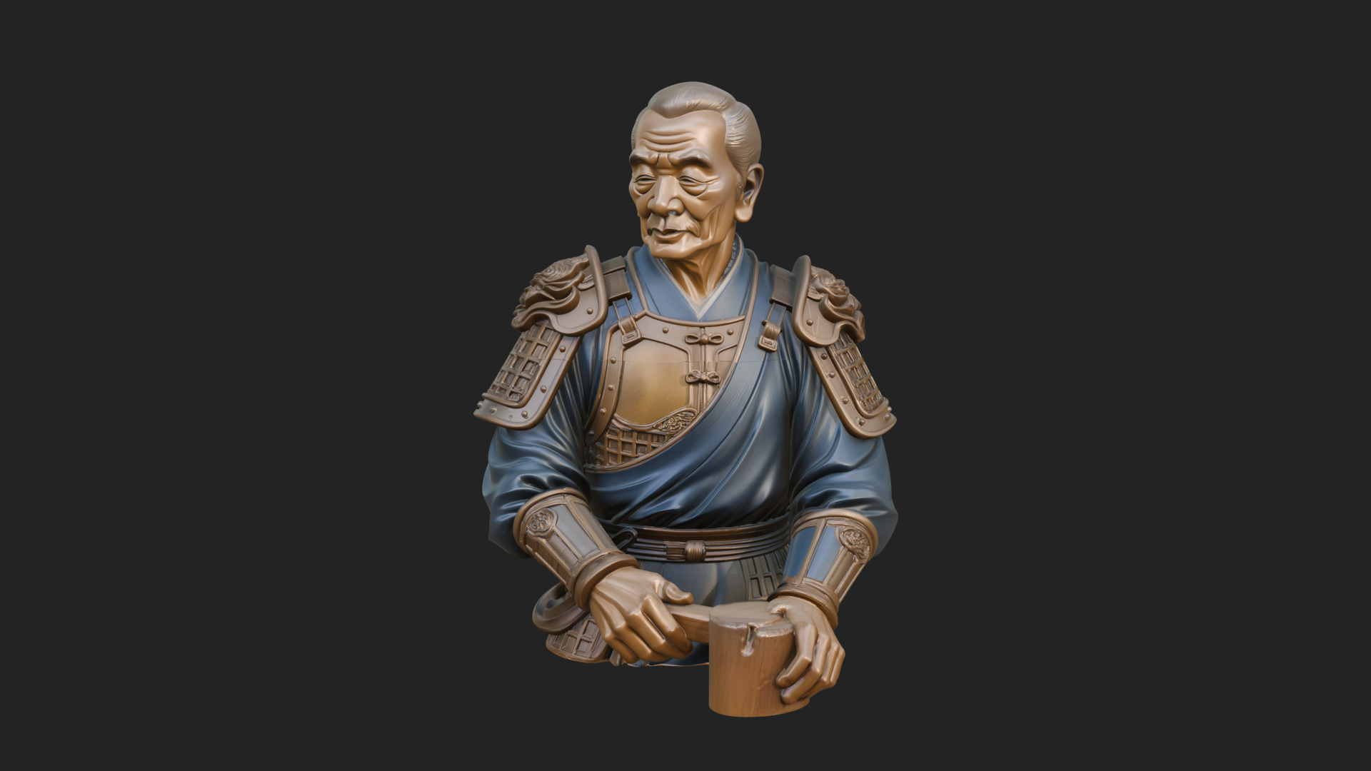 Armored Craftsman Bust Statue Design 4 3D Print Model 3D Model