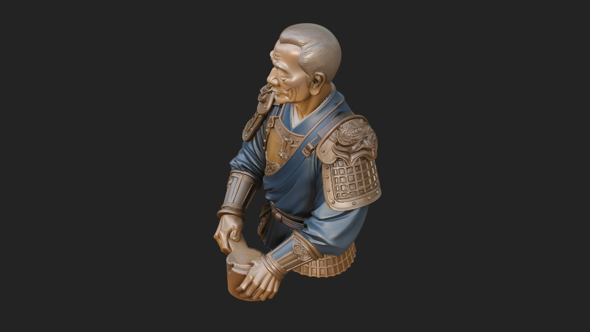 Armored Craftsman Bust Statue Design 4 3D Print Model 3D Model