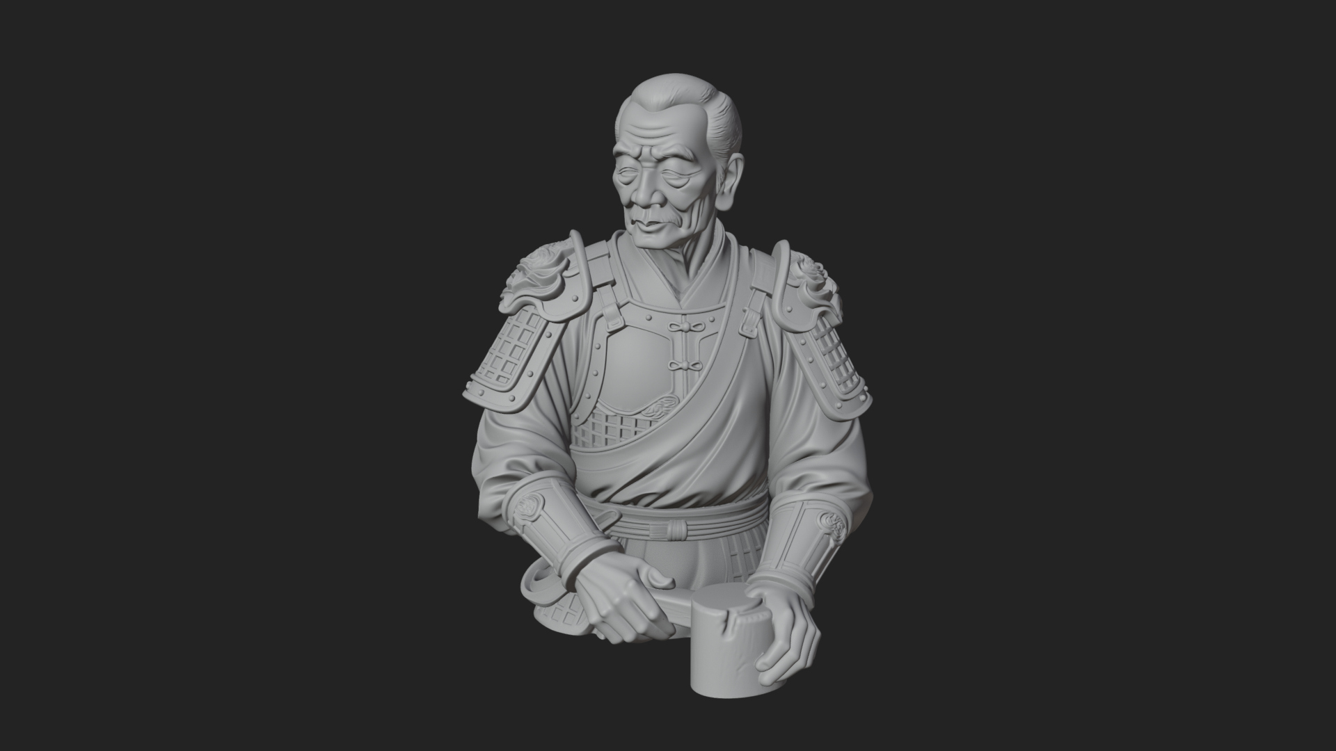 Armored Craftsman Bust Statue Design 4 3D Print Model 3D Model