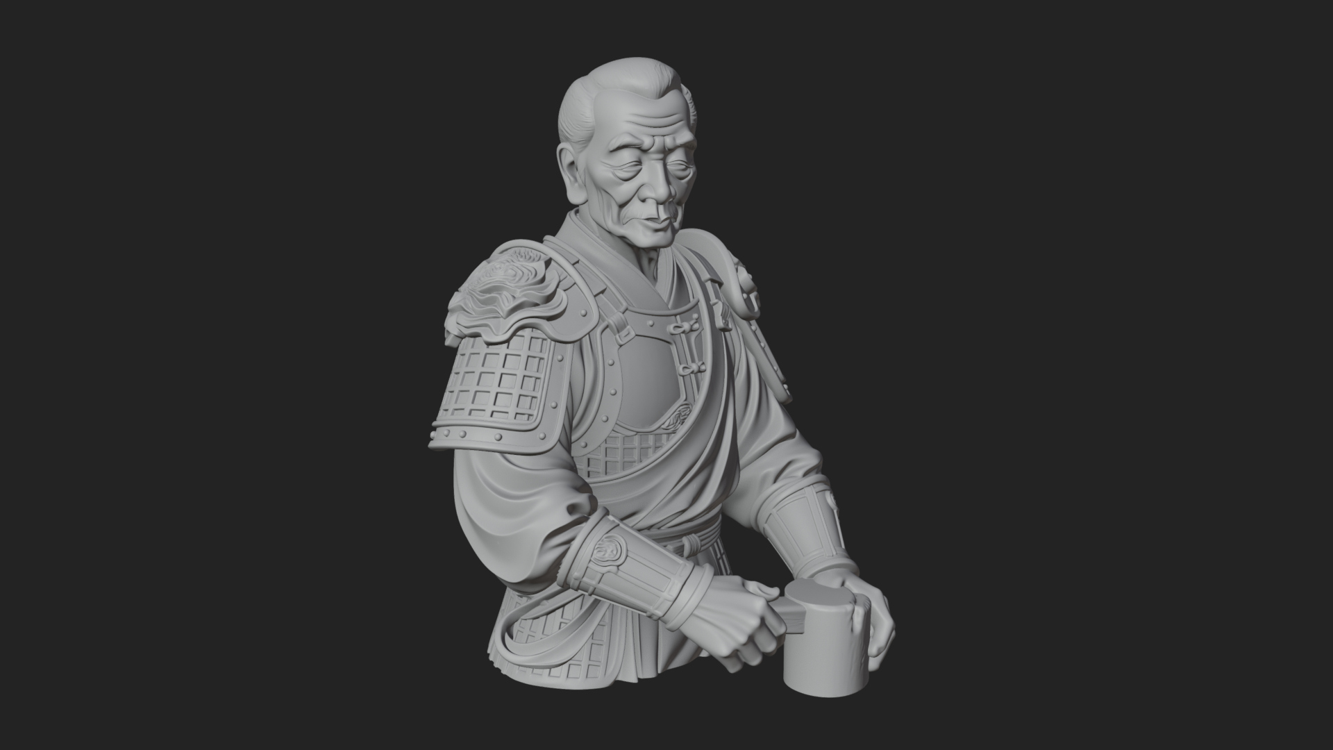Armored Craftsman Bust Statue Design 4 3D Print Model 3D Model