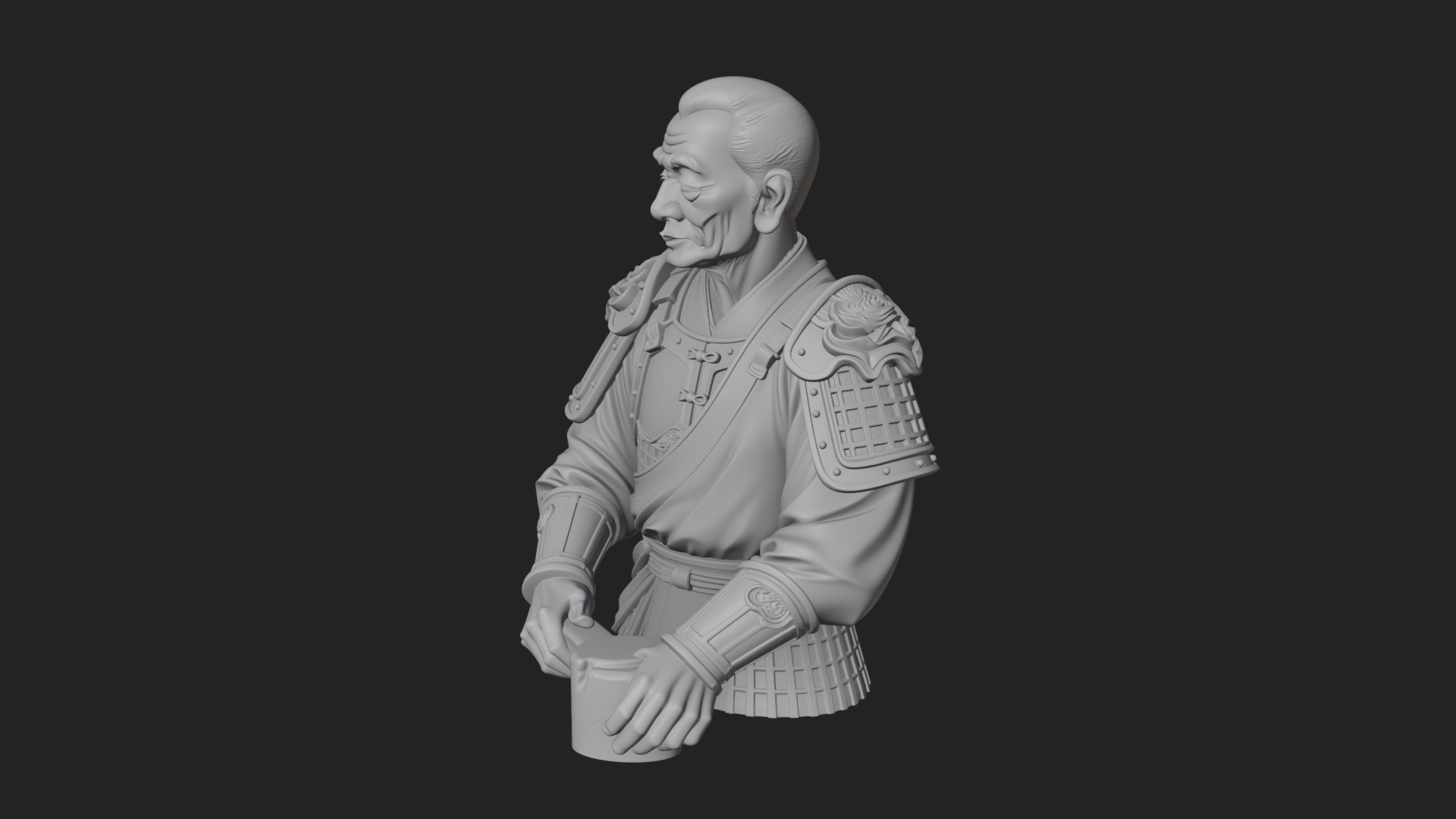 Armored Craftsman Bust Statue Design 4 3D Print Model 3D Model