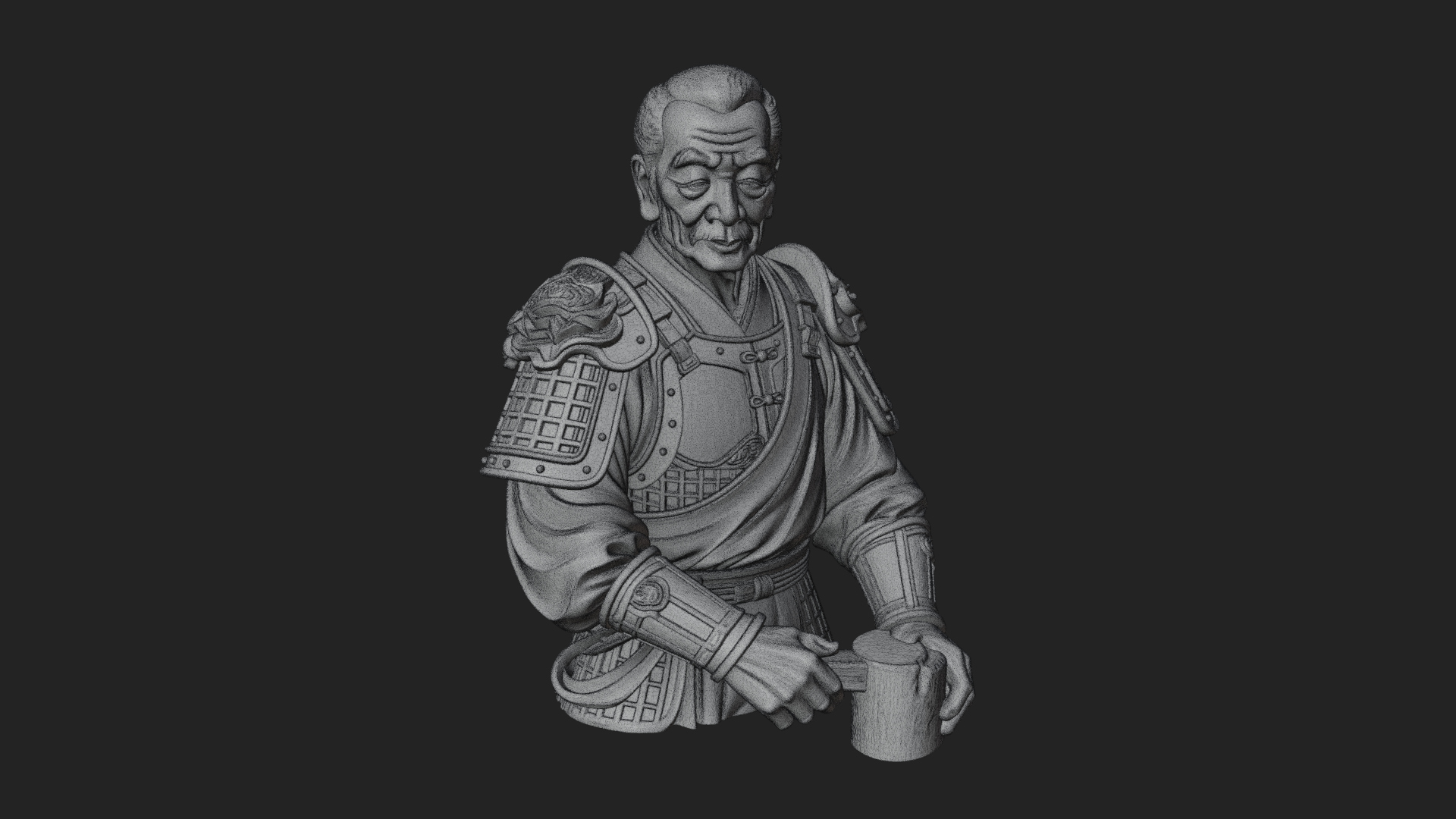Armored Craftsman Bust Statue Design 4 3D Print Model 3D Model