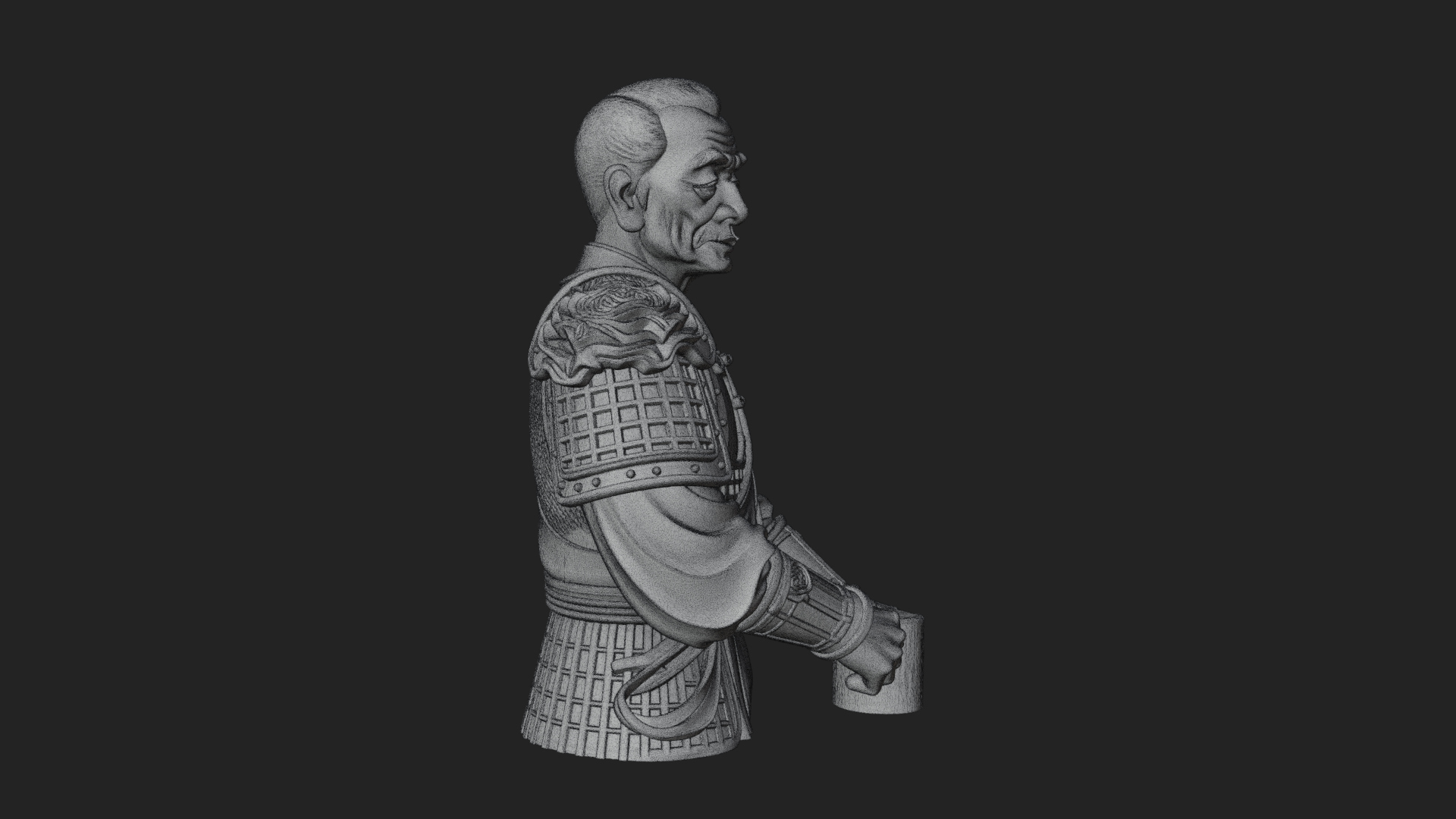 Armored Craftsman Bust Statue Design 4 3D Print Model 3D Model