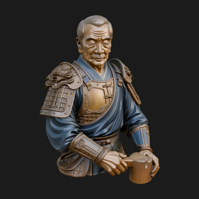 Armored Craftsman Bust Statue Design 4 3D Print Model