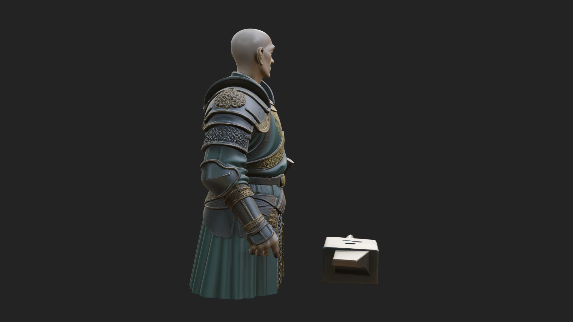 Armored Craftsman Bust Statue Design 5 3D Print Model 3D Model