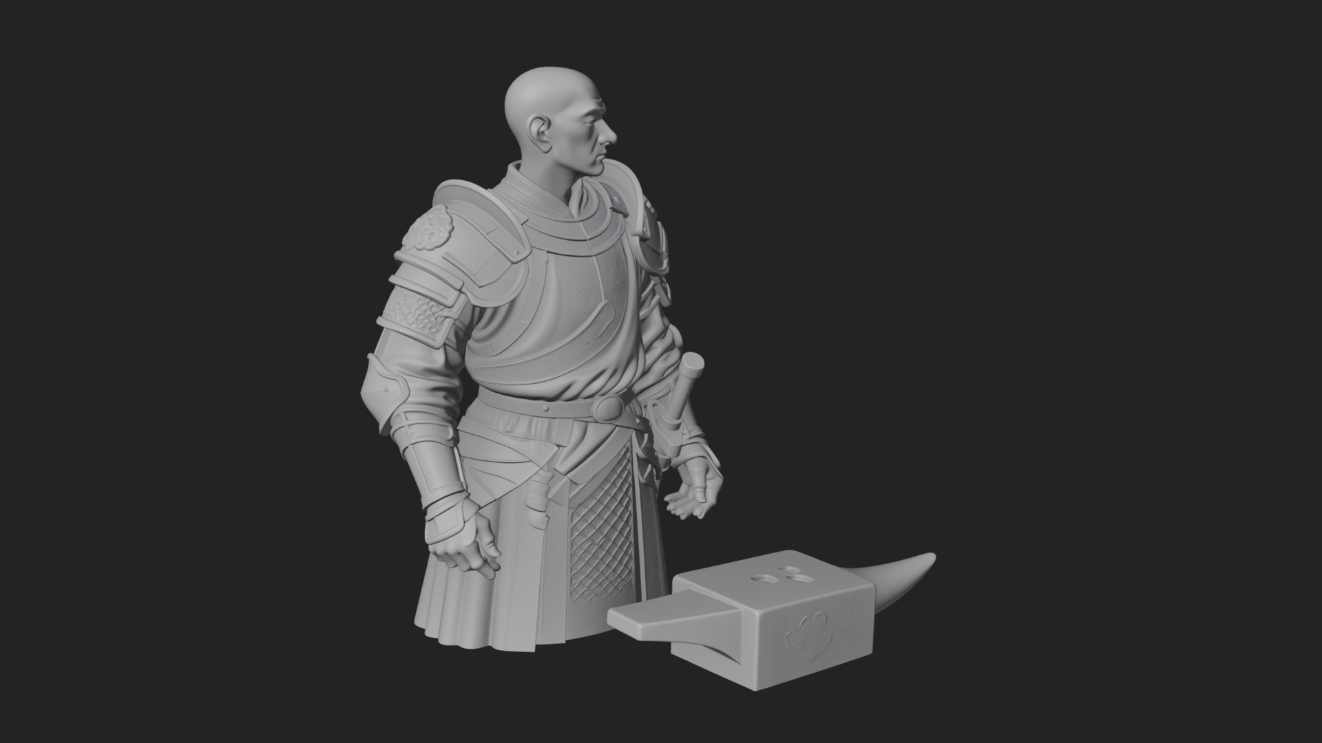 Armored Craftsman Bust Statue Design 5 3D Print Model 3D Model