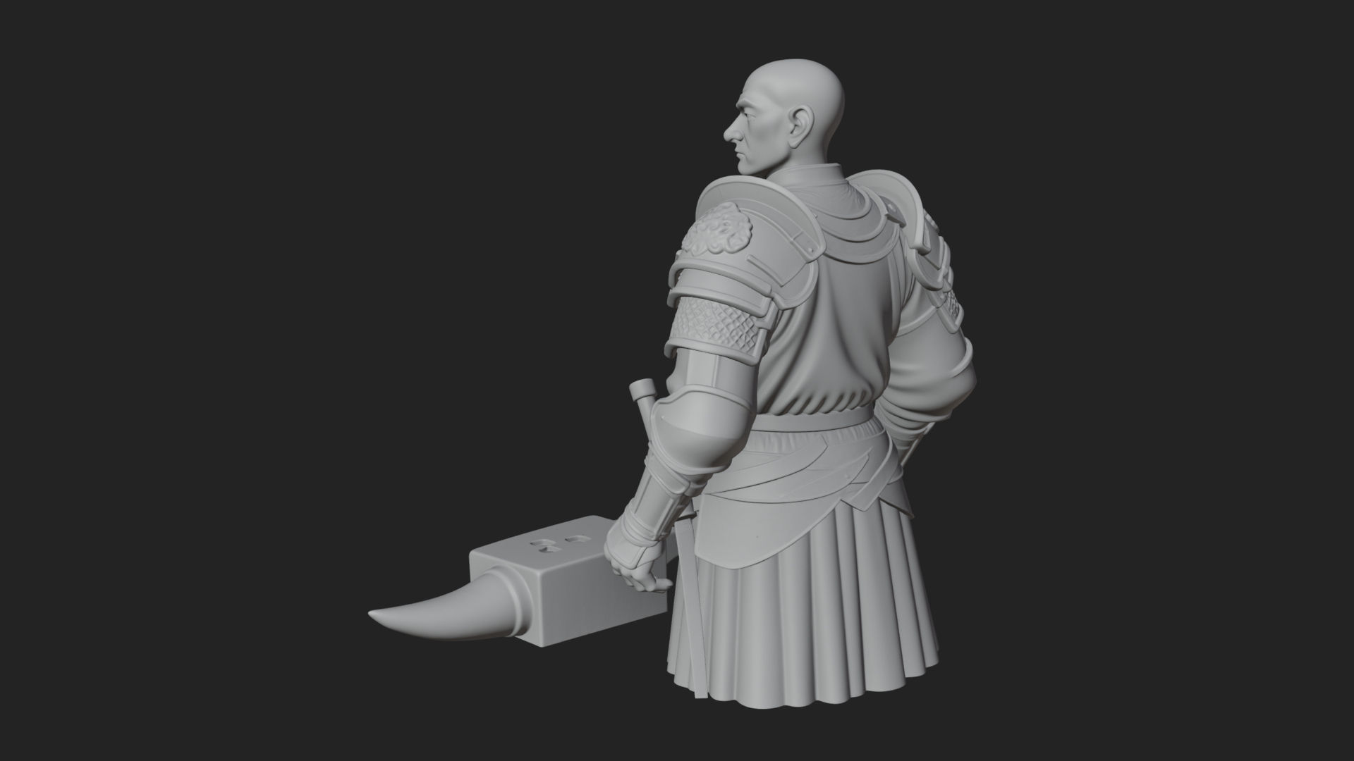 Armored Craftsman Bust Statue Design 5 3D Print Model 3D Model