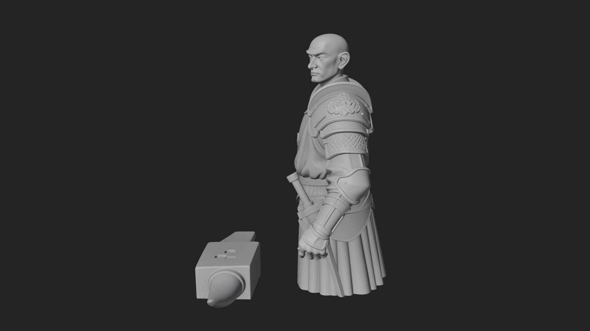 Armored Craftsman Bust Statue Design 5 3D Print Model 3D Model