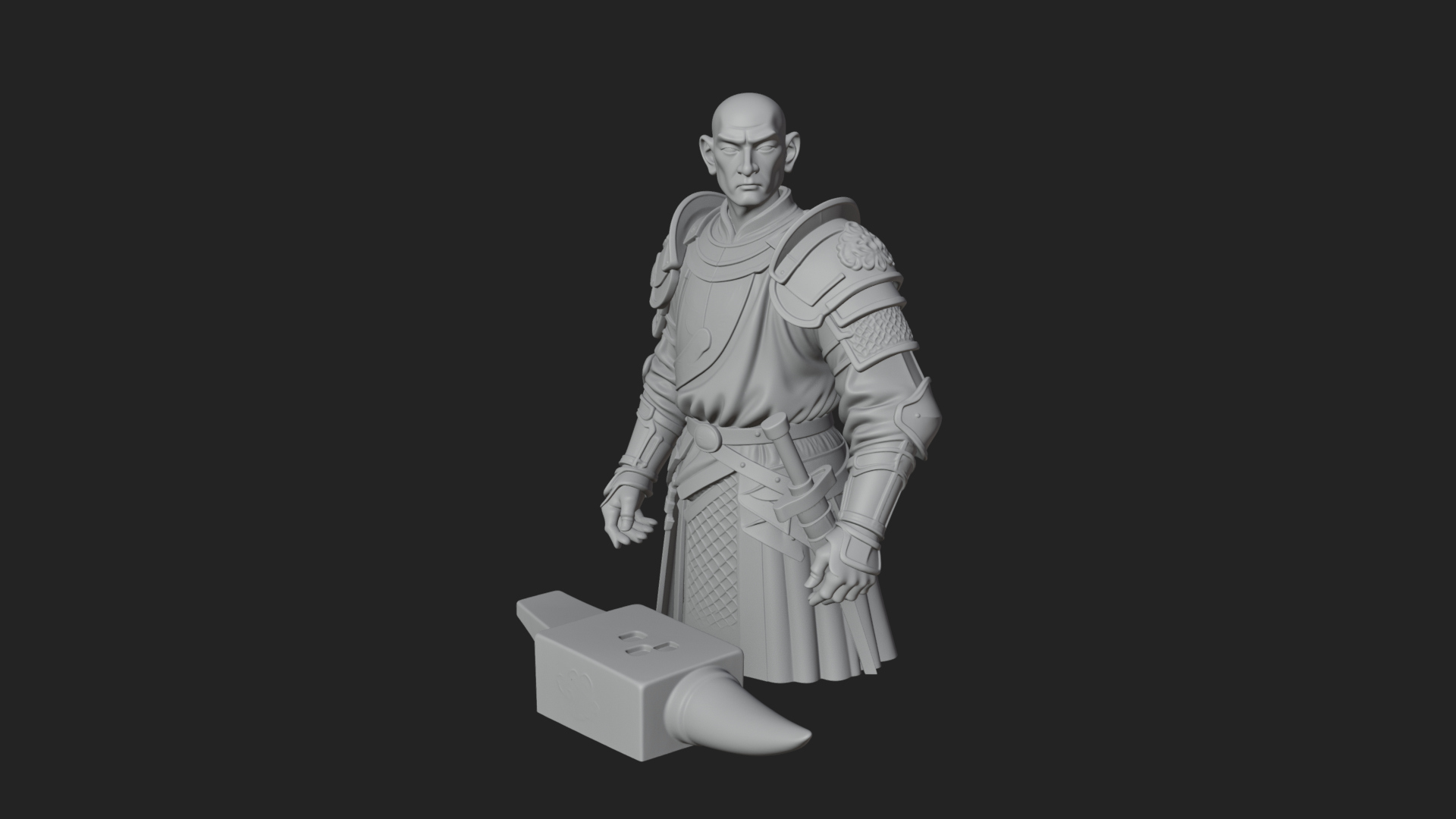 Armored Craftsman Bust Statue Design 5 3D Print Model 3D Model