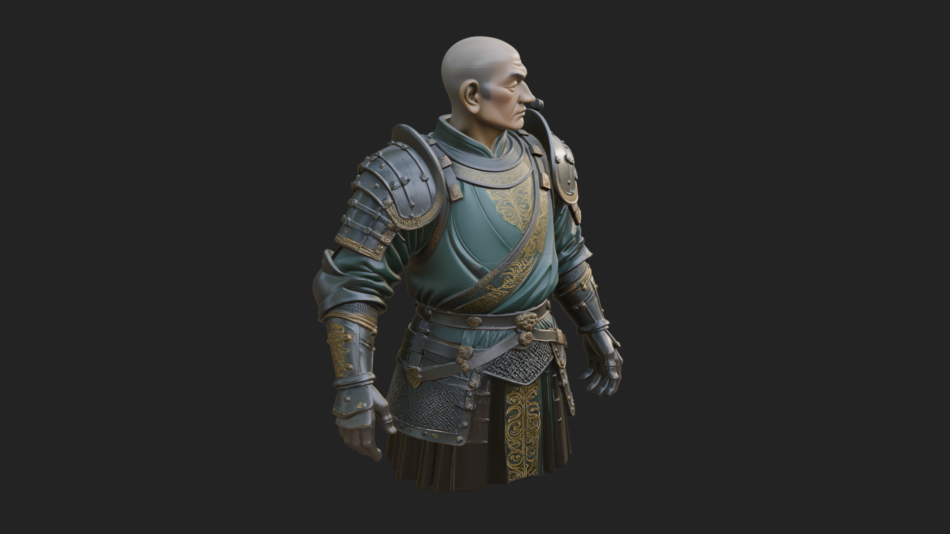Armored Craftsman Bust Statue Design 6 3D Print Model 3D Model