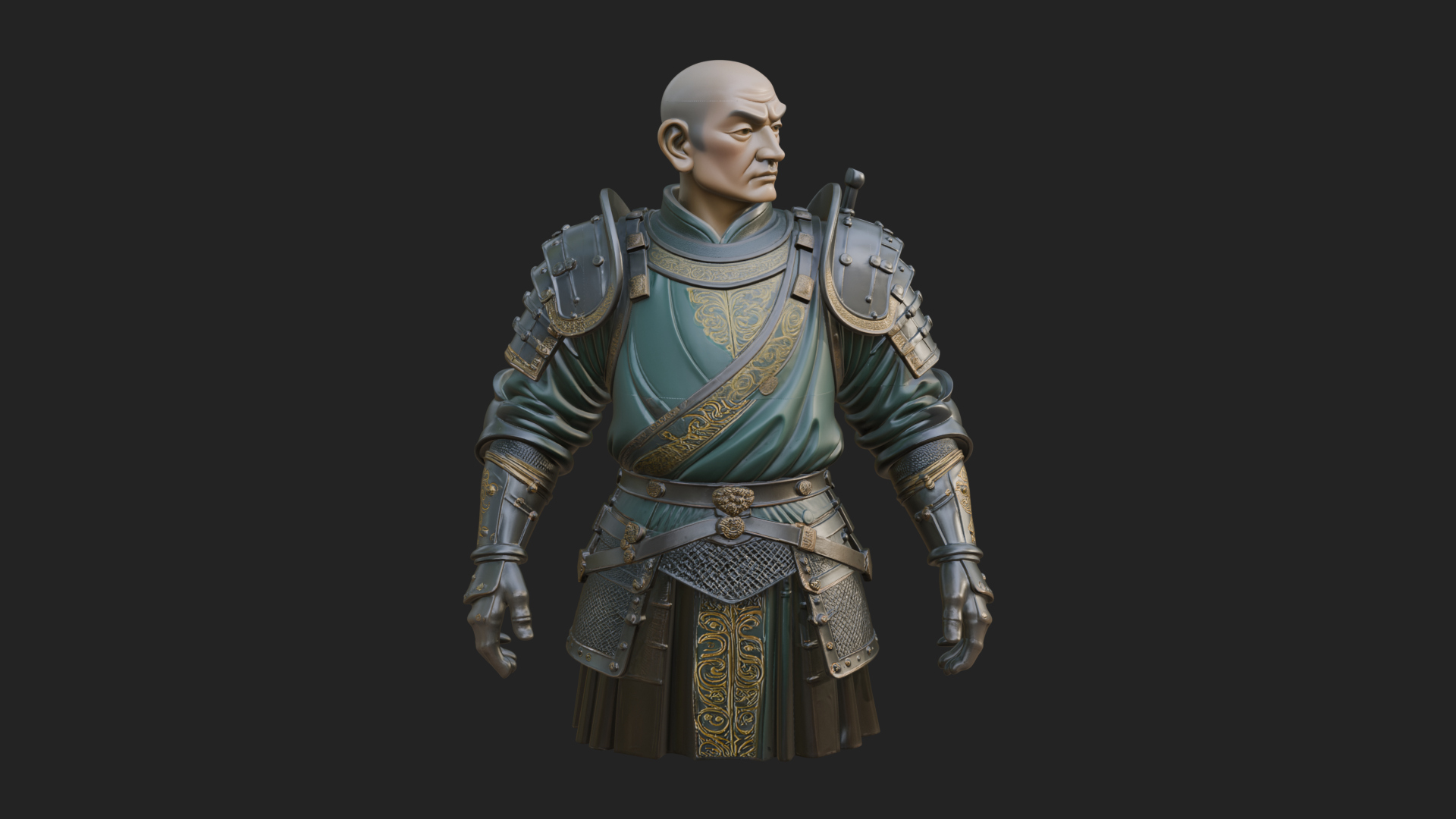 Armored Craftsman Bust Statue Design 6 3D Print Model 3D Model