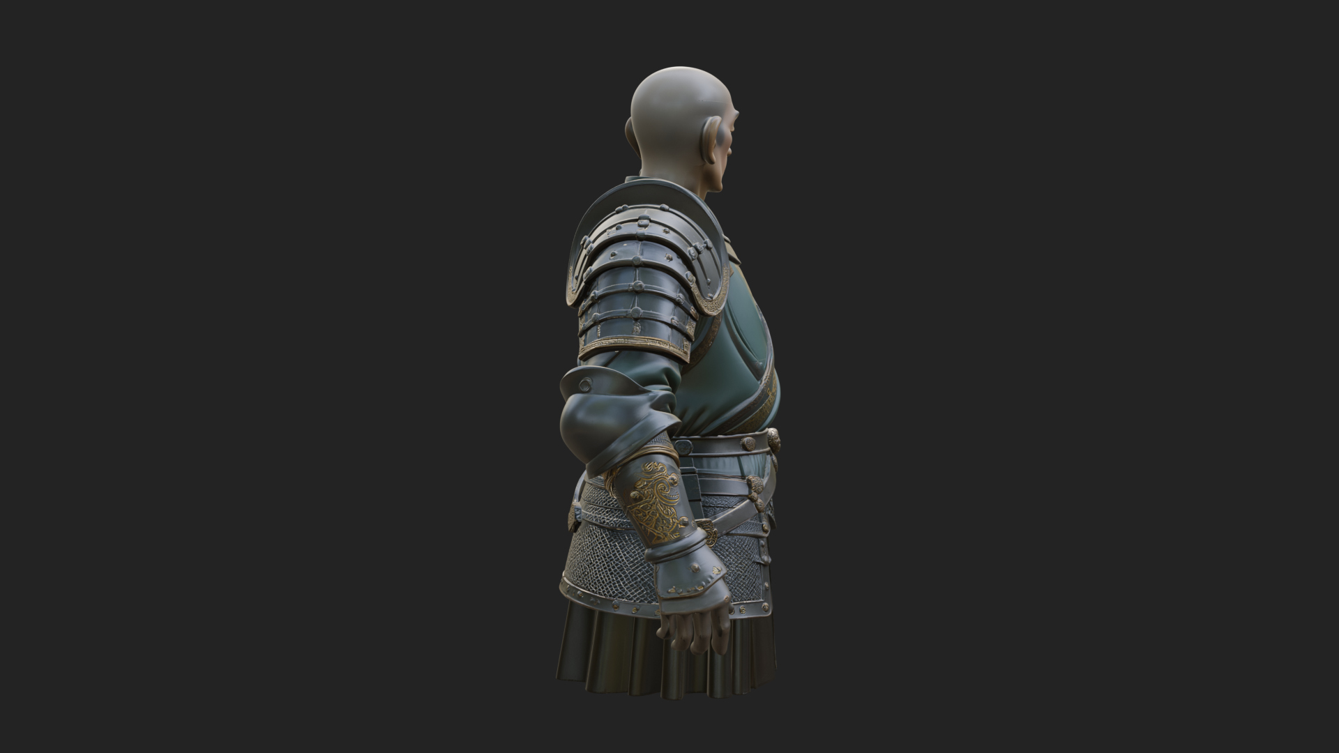 Armored Craftsman Bust Statue Design 6 3D Print Model 3D Model