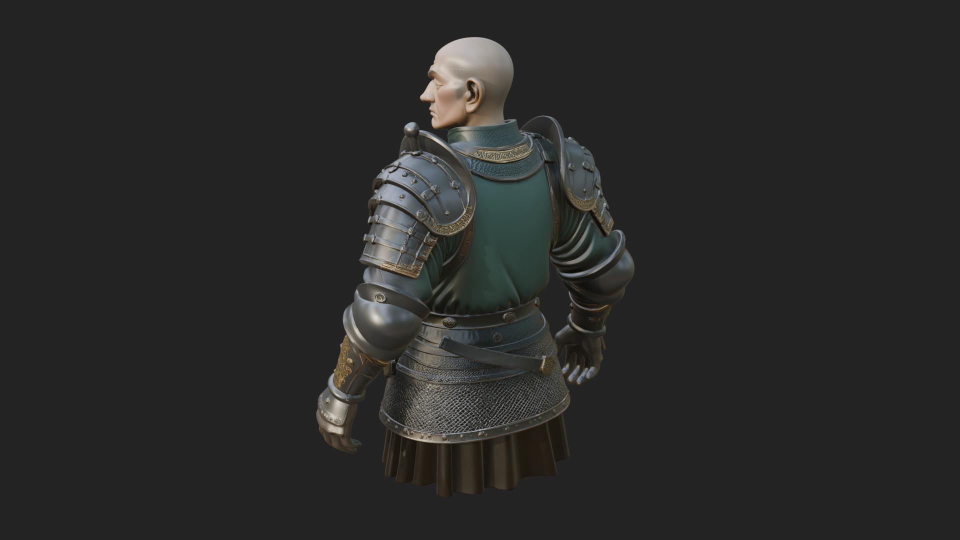 Armored Craftsman Bust Statue Design 6 3D Print Model 3D Model