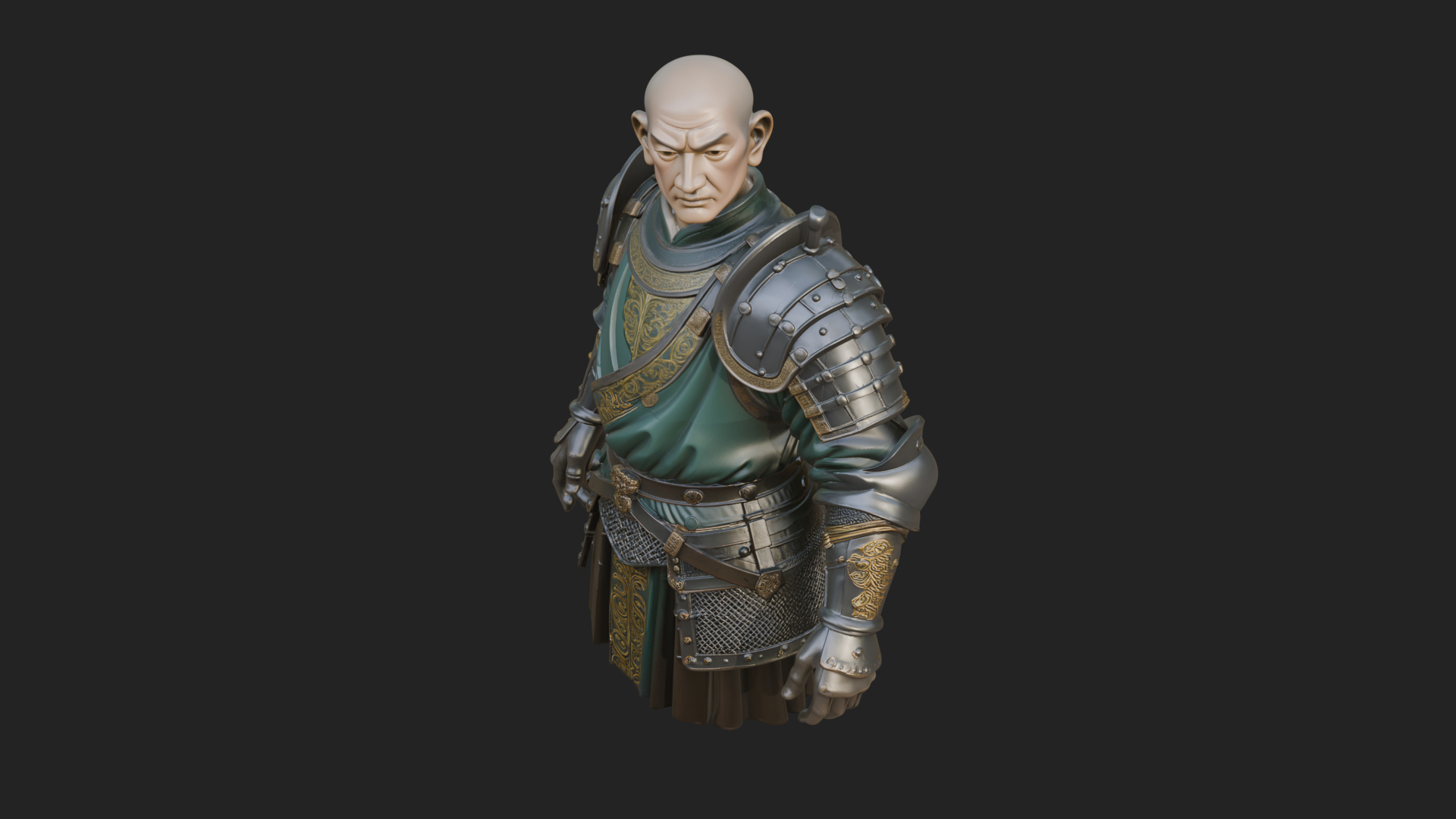Armored Craftsman Bust Statue Design 6 3D Print Model 3D Model