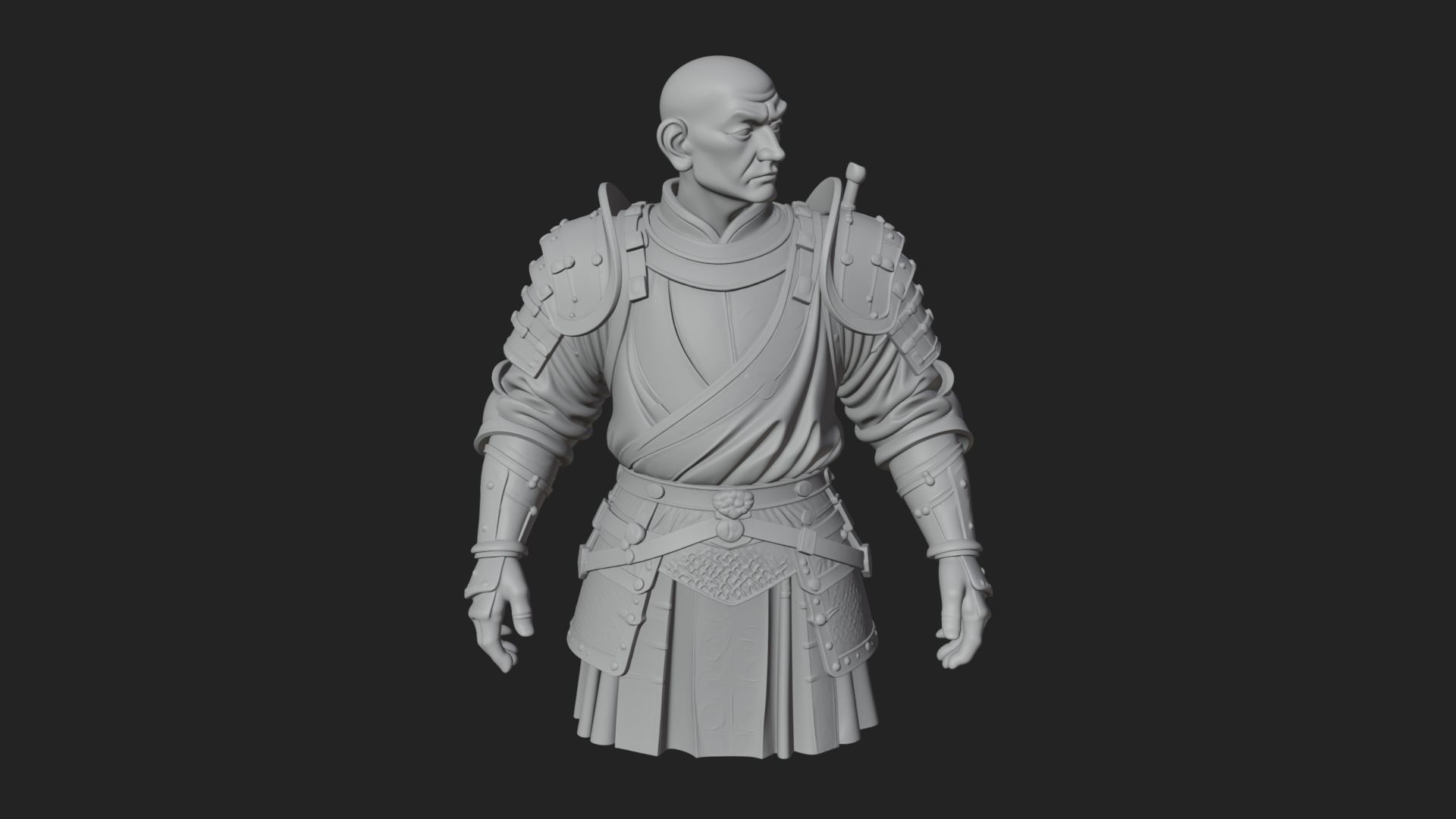Armored Craftsman Bust Statue Design 6 3D Print Model 3D Model