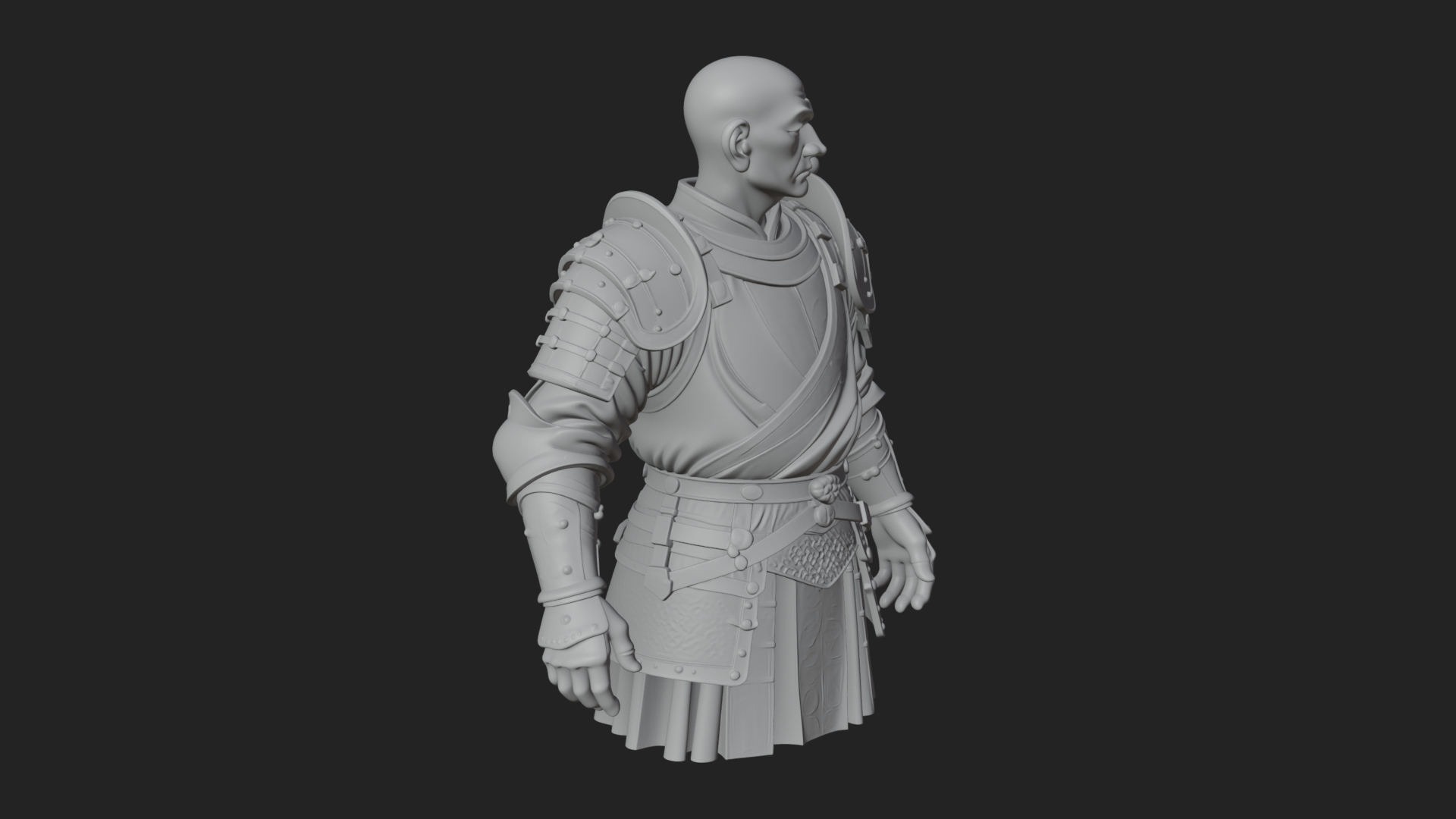 Armored Craftsman Bust Statue Design 6 3D Print Model 3D Model