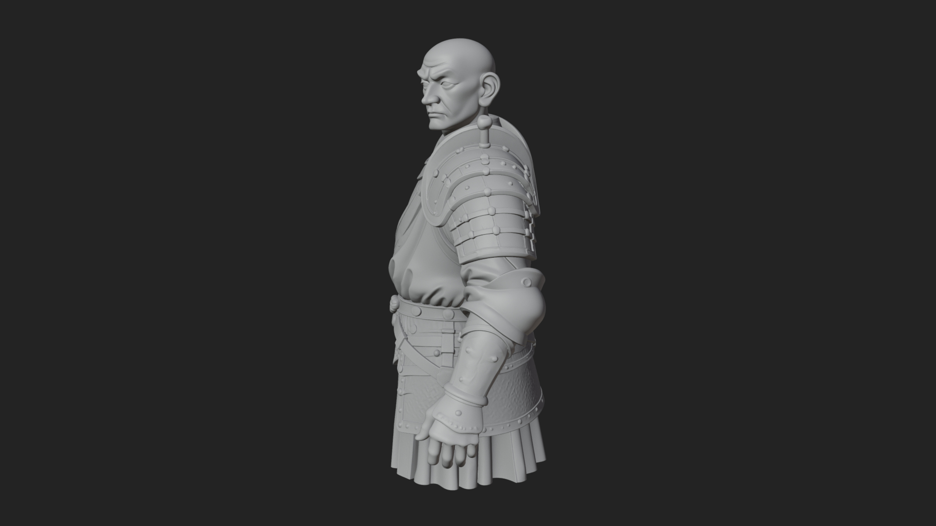 Armored Craftsman Bust Statue Design 6 3D Print Model 3D Model