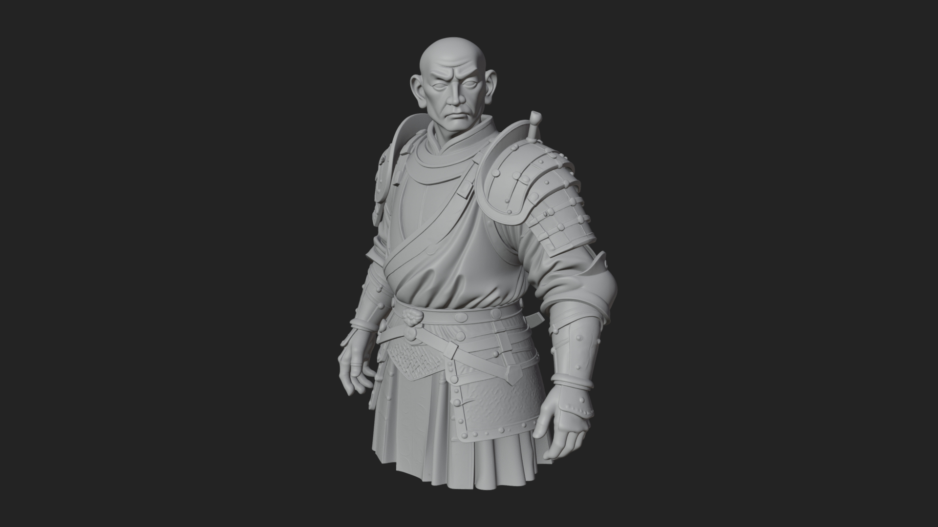 Armored Craftsman Bust Statue Design 6 3D Print Model 3D Model