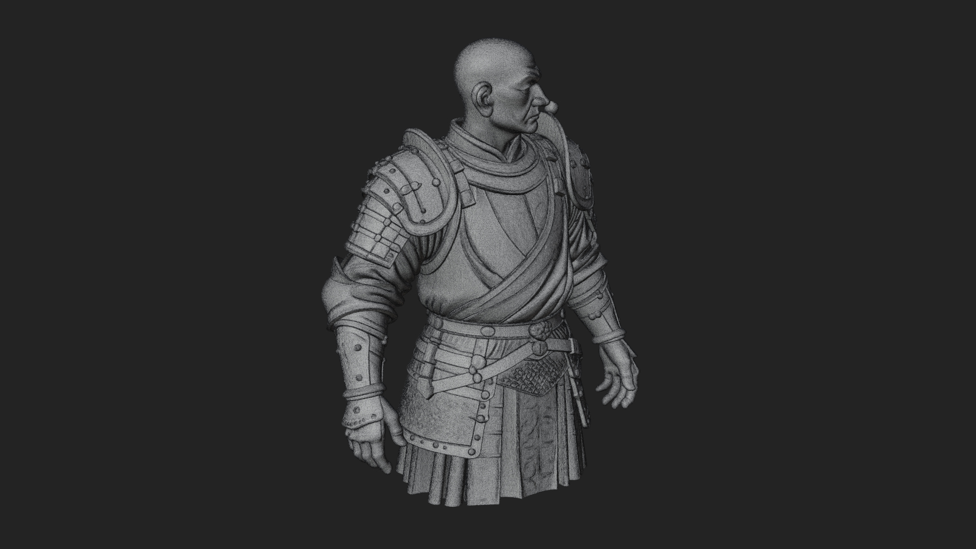 Armored Craftsman Bust Statue Design 6 3D Print Model 3D Model