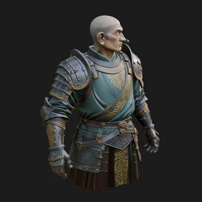 Armored Craftsman Bust Statue Design 6 3D Print Model