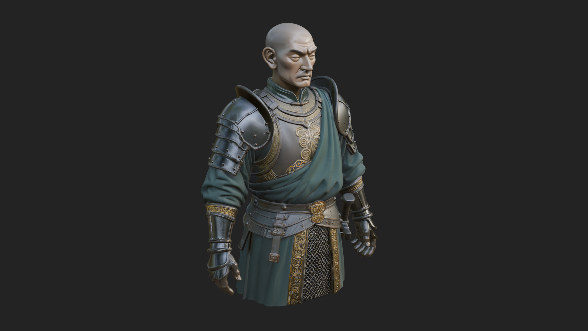 Armored Craftsman Bust Statue Design 7 3D Print Model 3D Model