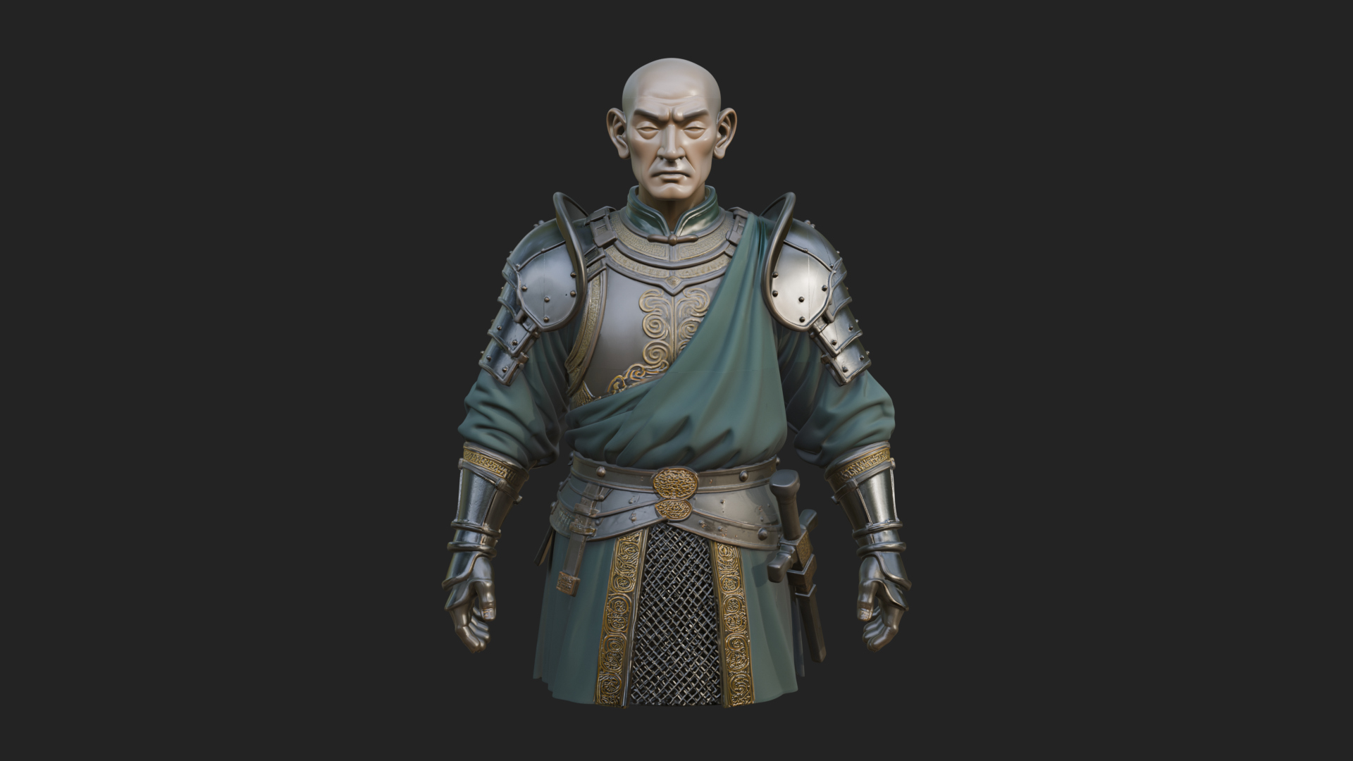 Armored Craftsman Bust Statue Design 7 3D Print Model 3D Model