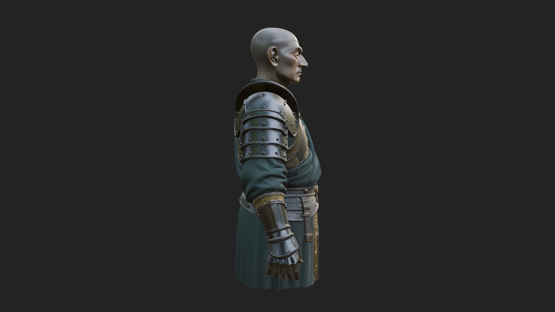 Armored Craftsman Bust Statue Design 7 3D Print Model 3D Model