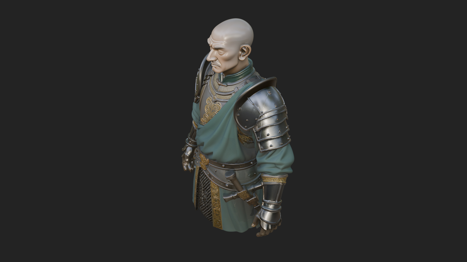 Armored Craftsman Bust Statue Design 7 3D Print Model 3D Model