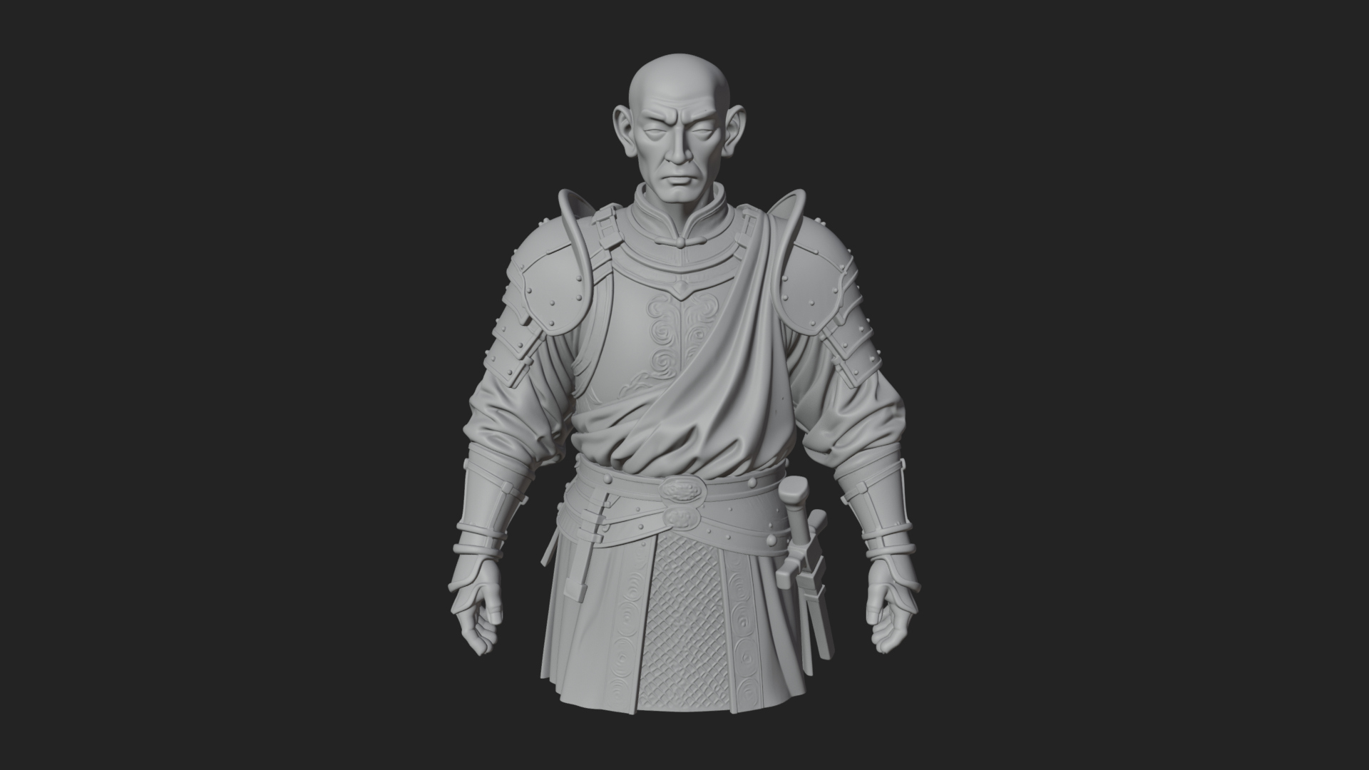 Armored Craftsman Bust Statue Design 7 3D Print Model 3D Model