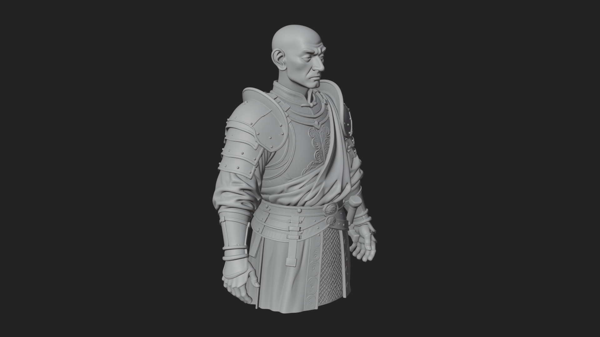 Armored Craftsman Bust Statue Design 7 3D Print Model 3D Model