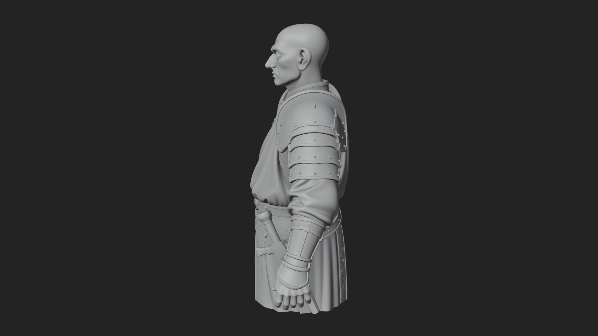 Armored Craftsman Bust Statue Design 7 3D Print Model 3D Model