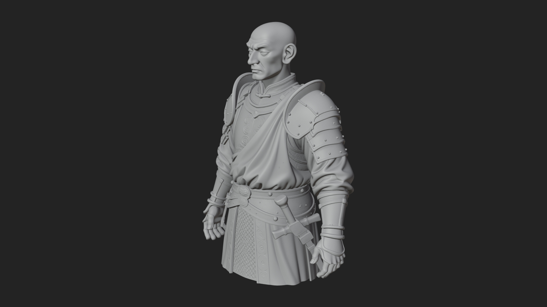 Armored Craftsman Bust Statue Design 7 3D Print Model 3D Model
