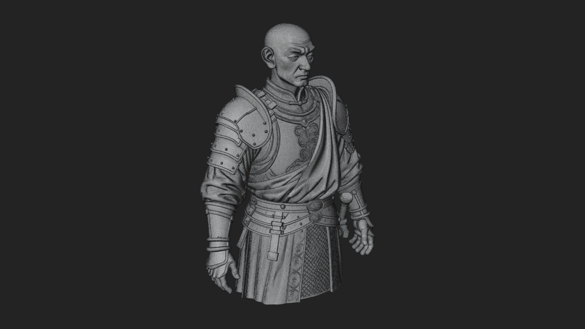 Armored Craftsman Bust Statue Design 7 3D Print Model 3D Model