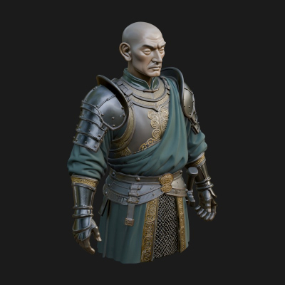 Armored Craftsman Bust Statue Design 7 3D Print Model