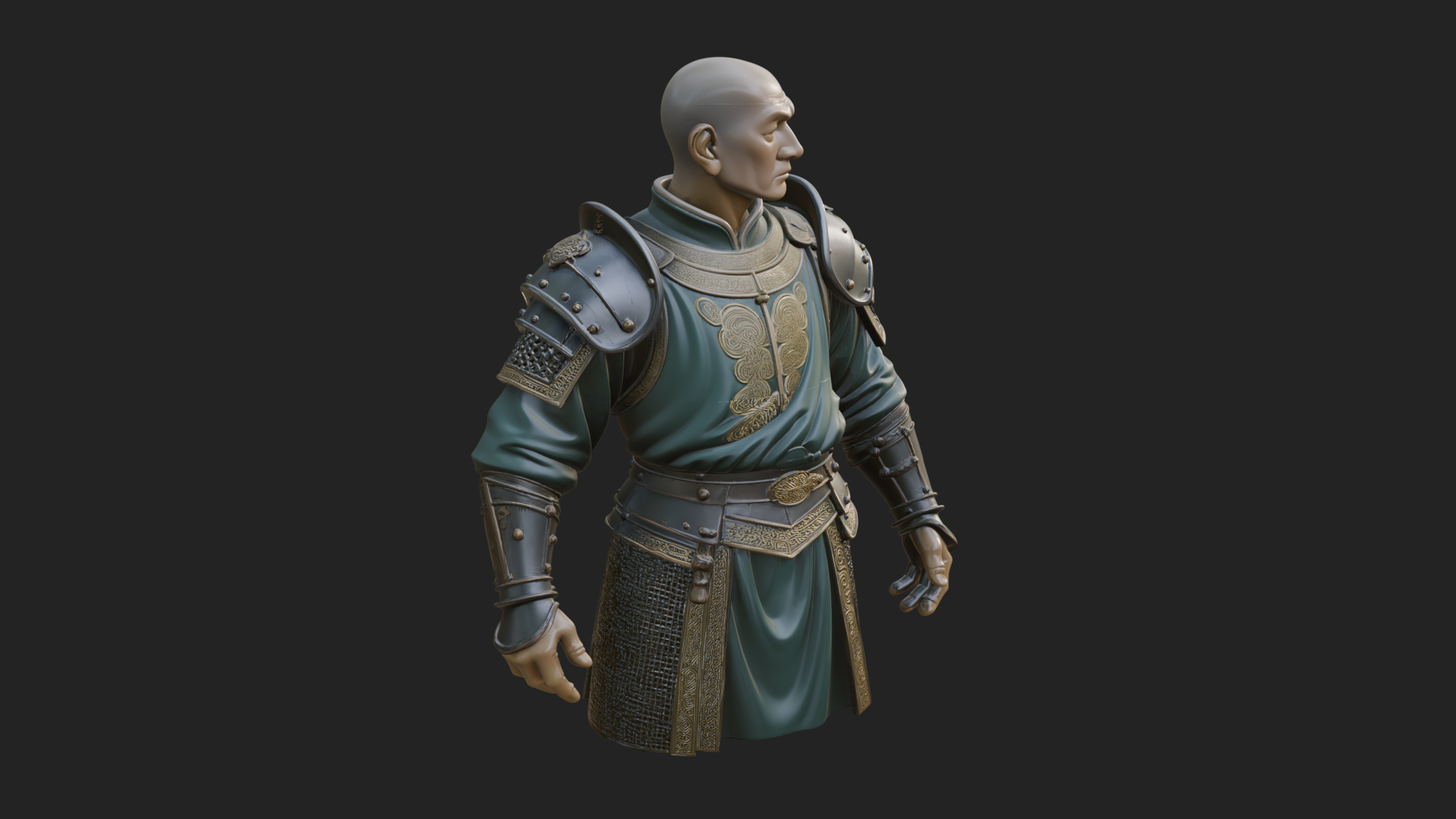 Armored Craftsman Bust Statue Design 8 3D Print Model 3D Model
