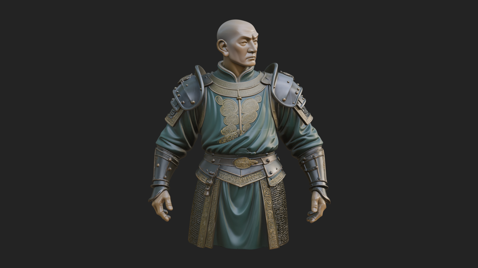 Armored Craftsman Bust Statue Design 8 3D Print Model 3D Model