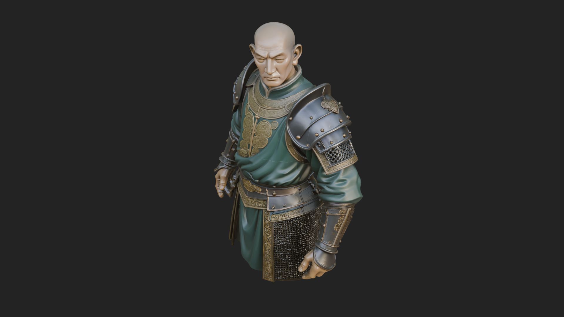 Armored Craftsman Bust Statue Design 8 3D Print Model 3D Model