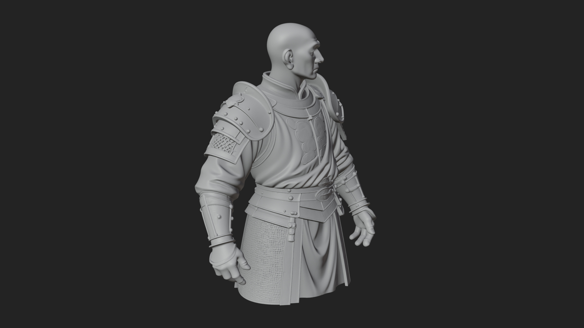 Armored Craftsman Bust Statue Design 8 3D Print Model 3D Model