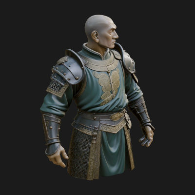 Armored Craftsman Bust Statue Design 8 3D Print Model