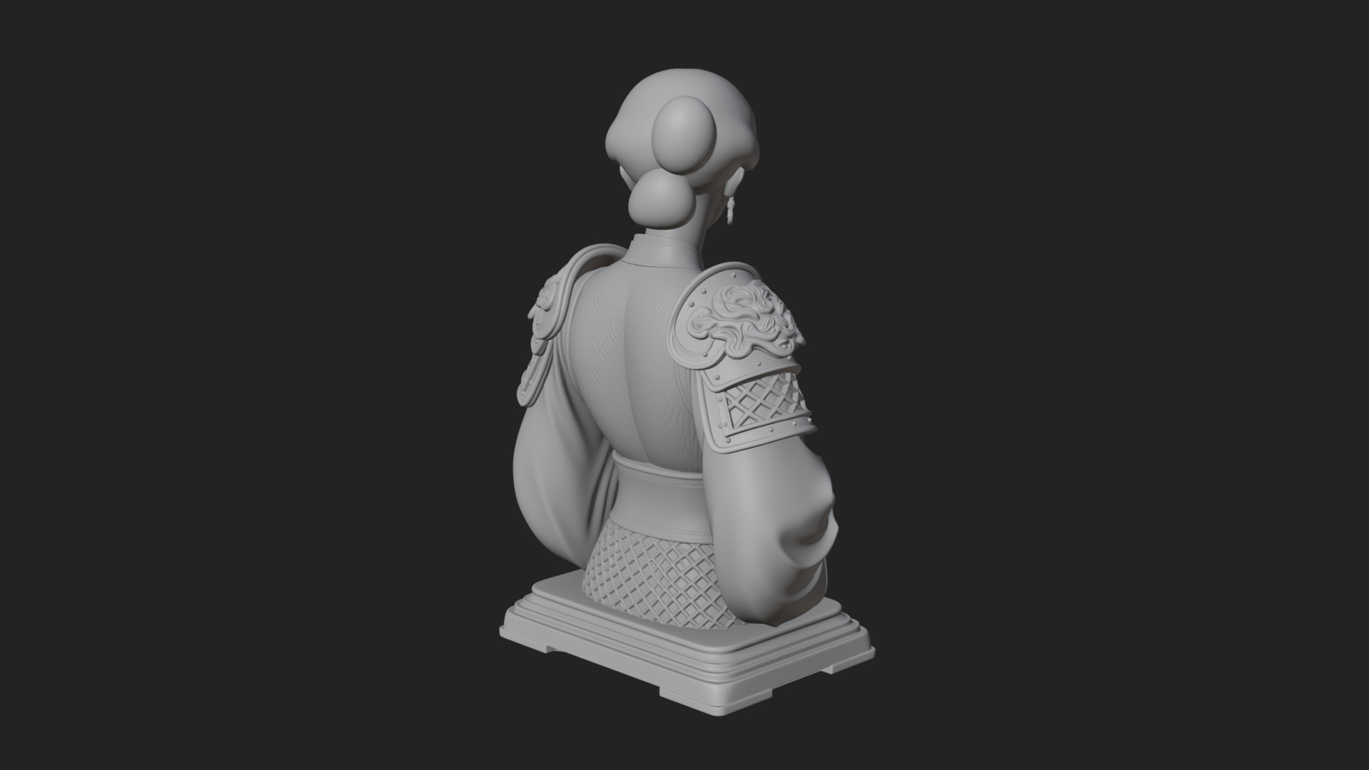Armored Hanfu Lady Bust Design 1 3D Print Model 3D Model