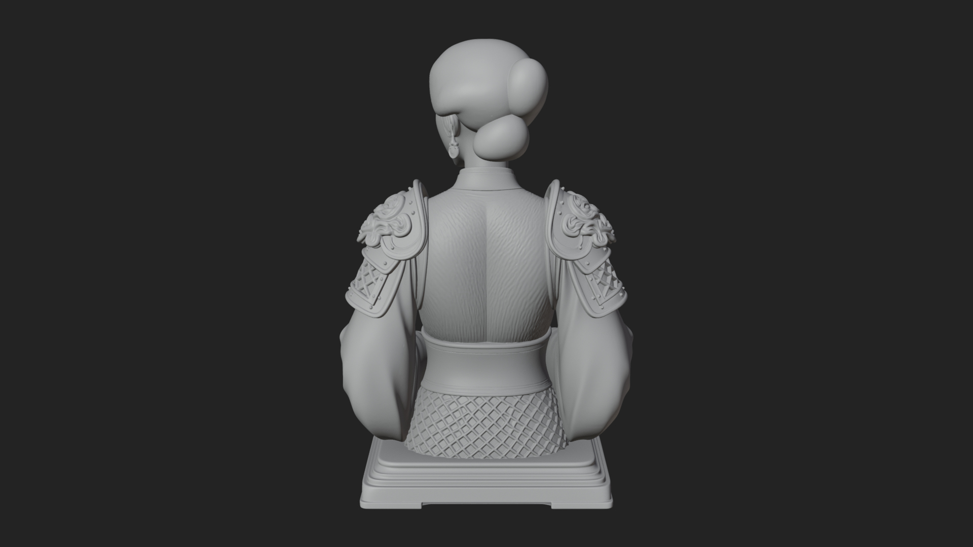 Armored Hanfu Lady Bust Design 1 3D Print Model 3D Model