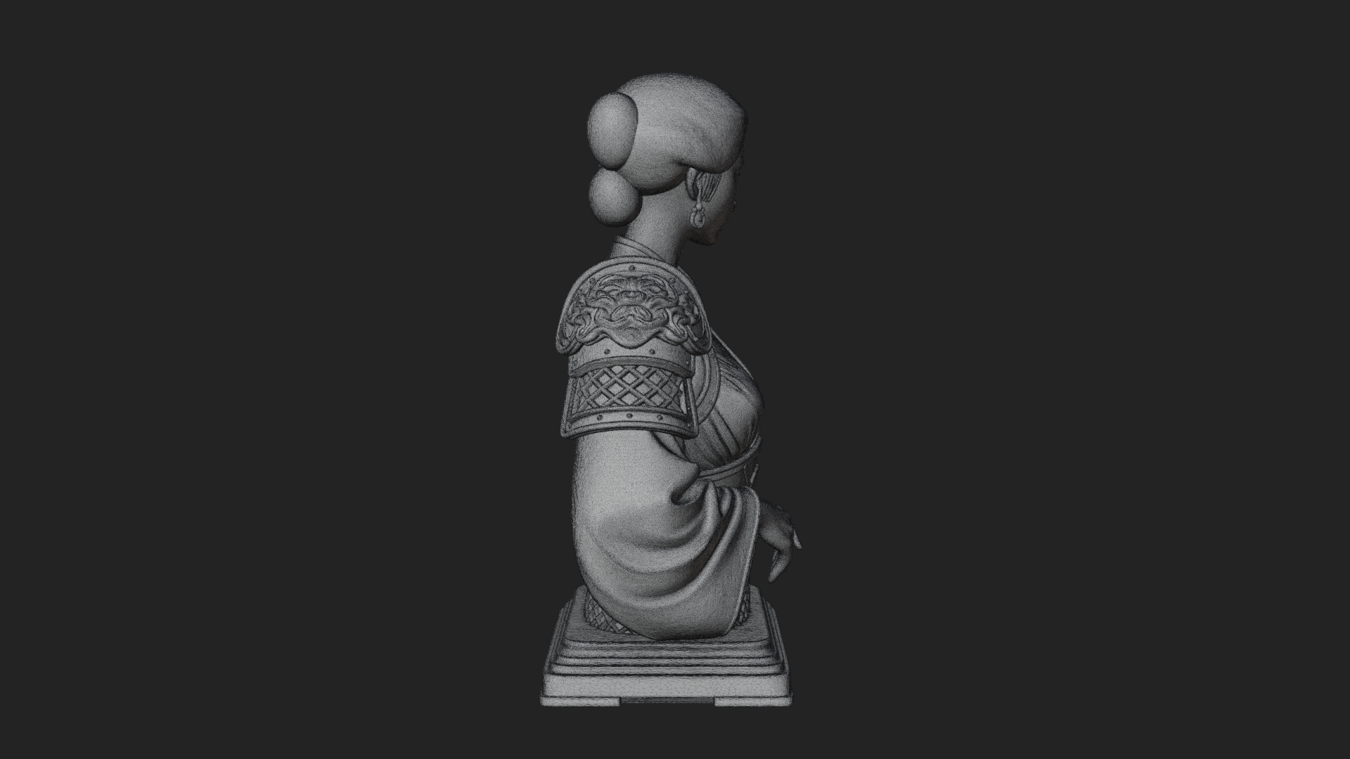 Armored Hanfu Lady Bust Design 1 3D Print Model 3D Model