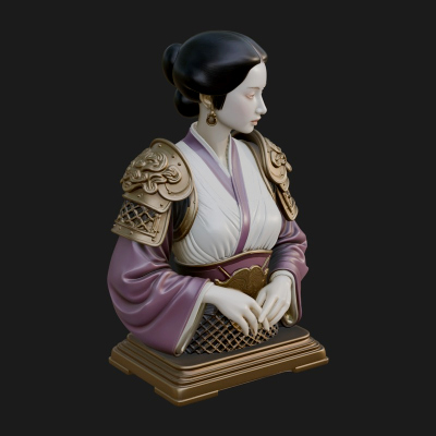 Armored Hanfu Lady Bust Design 1 3D Print Model