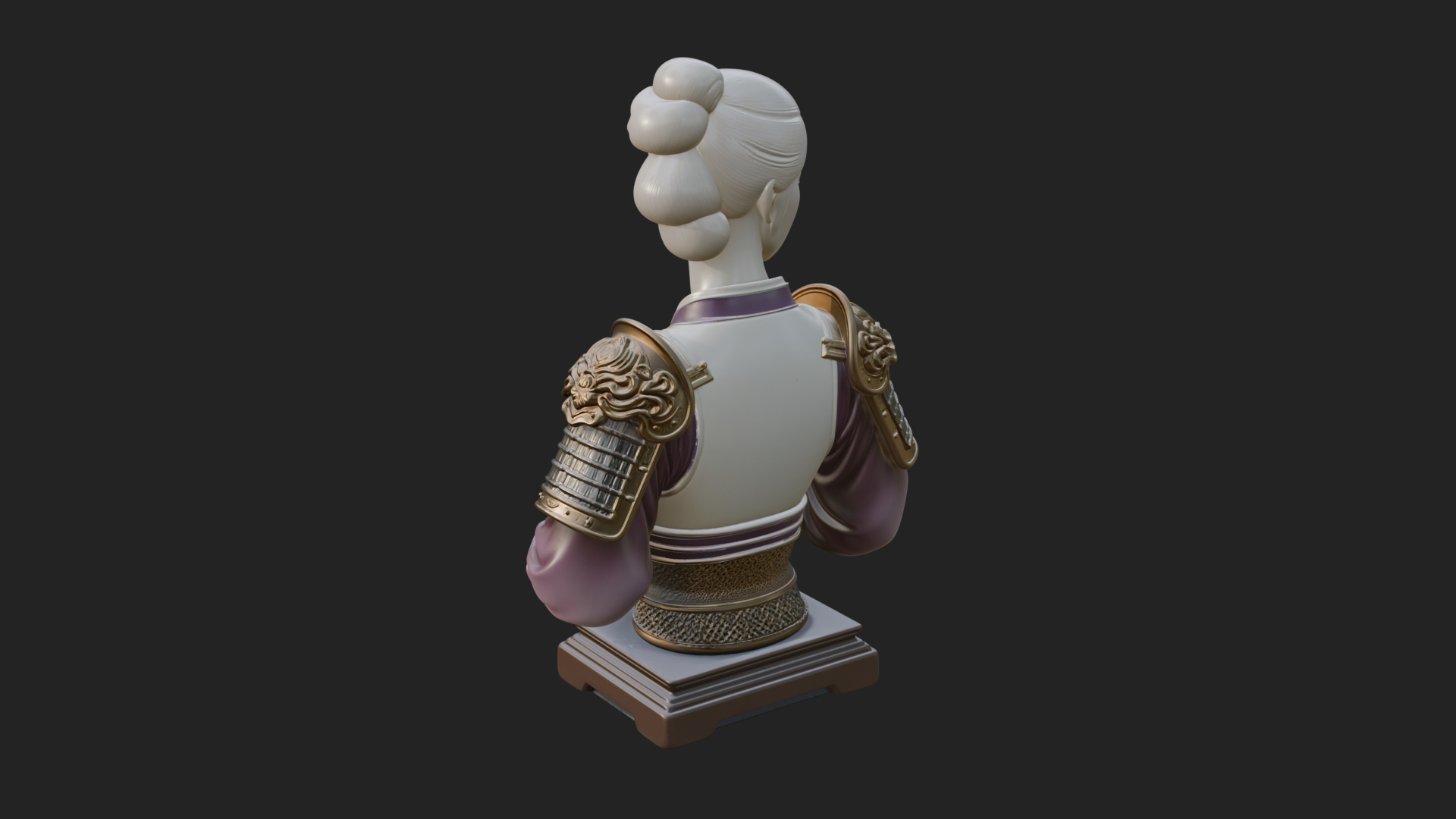 Armored Hanfu Lady Bust Design 2 3D Print Model 3D Model