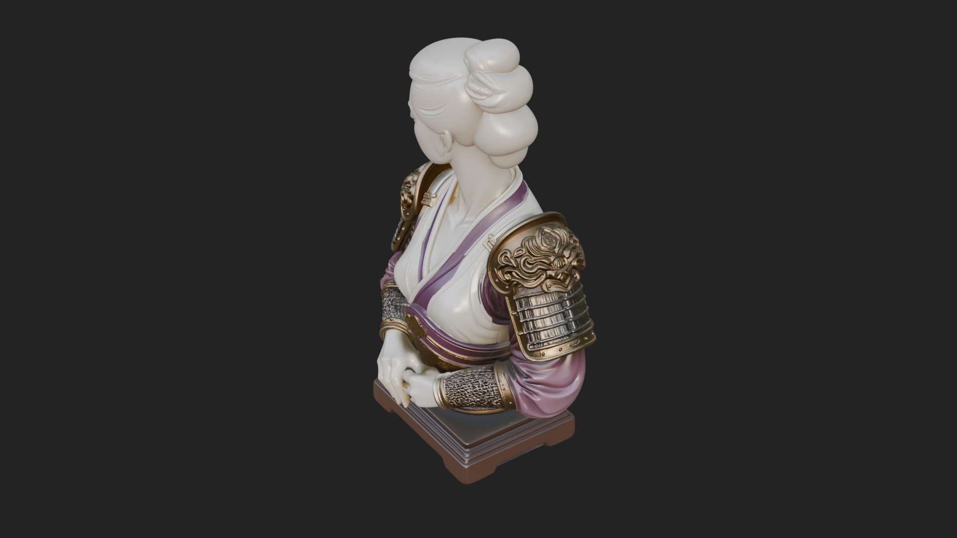 Armored Hanfu Lady Bust Design 2 3D Print Model 3D Model