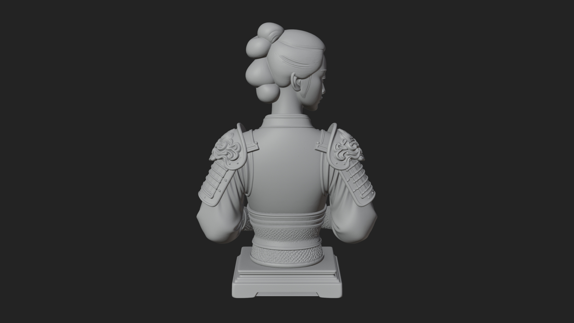 Armored Hanfu Lady Bust Design 2 3D Print Model 3D Model